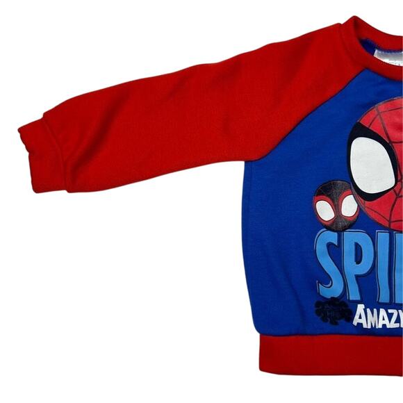 Marvel Amazing Friends Spiderman Fleece Sweatshirt Toddler 2T Superhero Red Blue - Picture 4 of 10